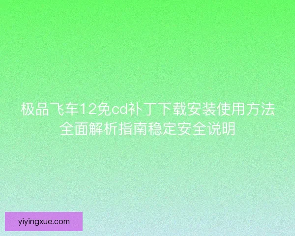极品飞车12免cd补丁下载安装使用方法全面解析指南稳定安全说明